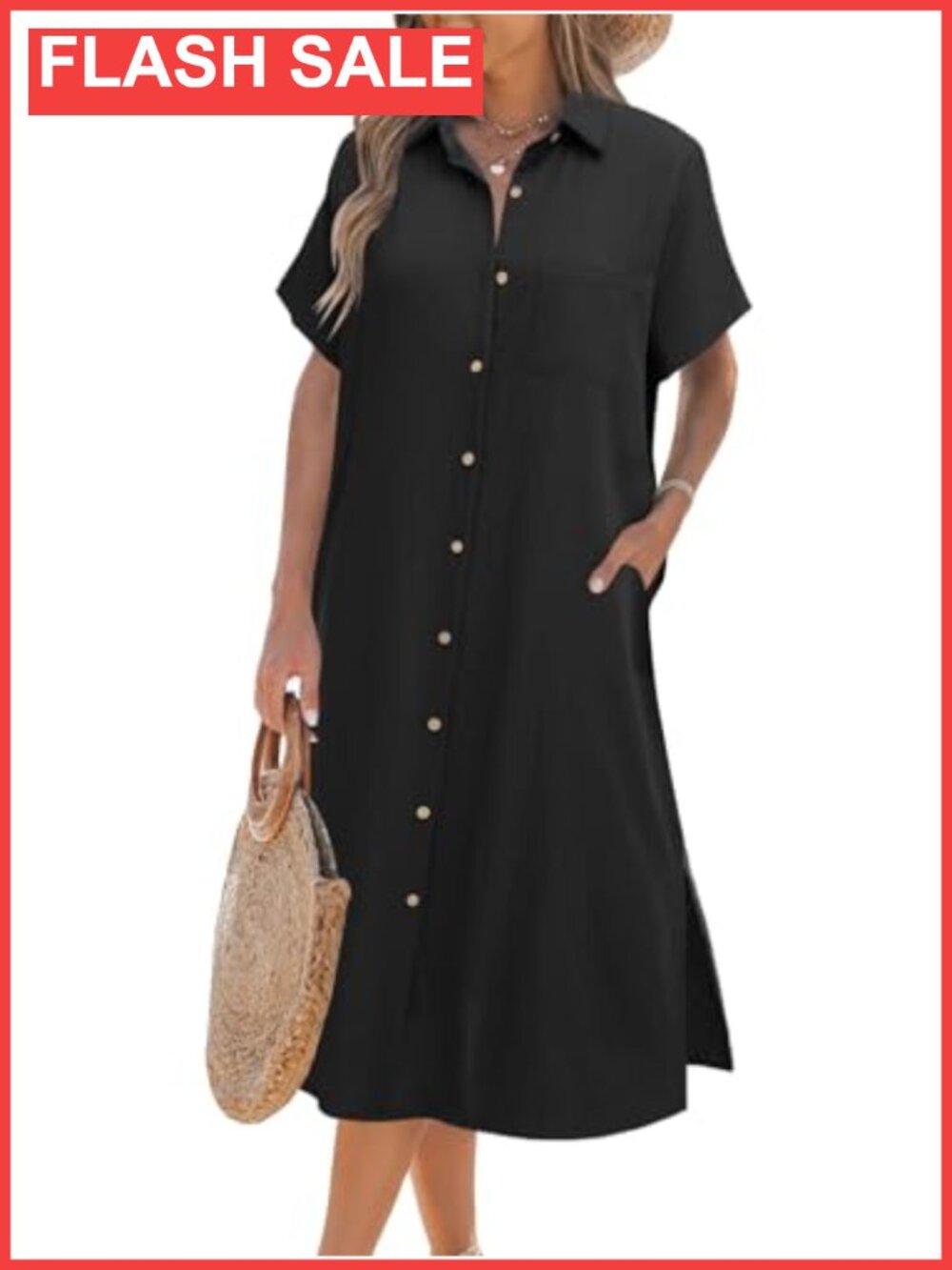 Rayon Polyester Nylon Button Down Shirt Dress Summer Casual Cover Up
